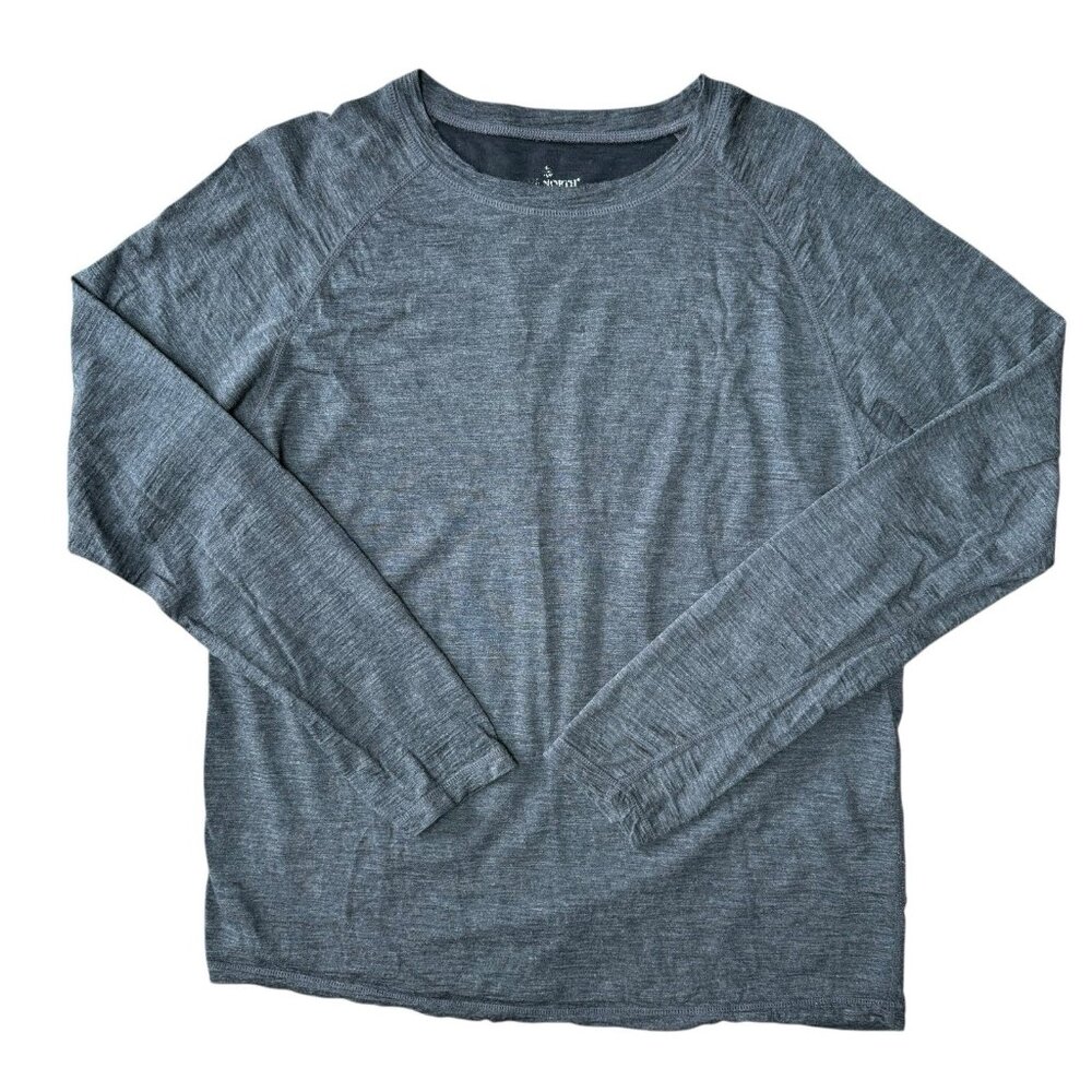 True North Baselayer Shirt Mens Medium Outdoor Merino Wool Top Long Sleeve Gray